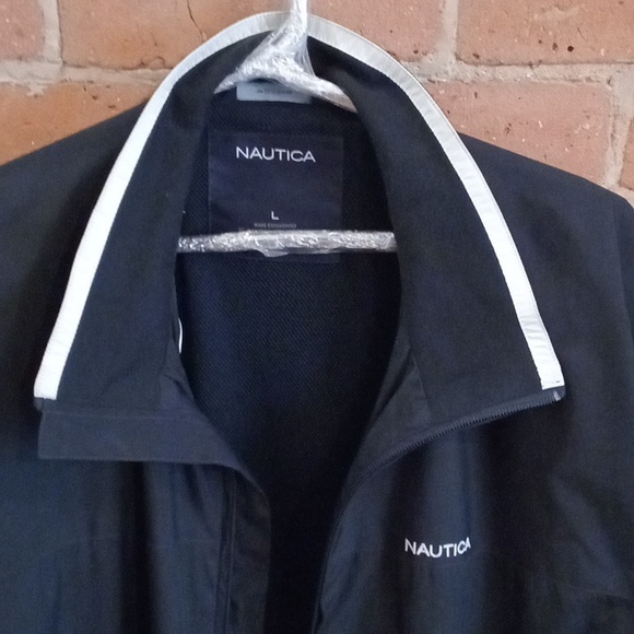 Nautica Windbreaker Mens Large Black - Picture 2 of 6